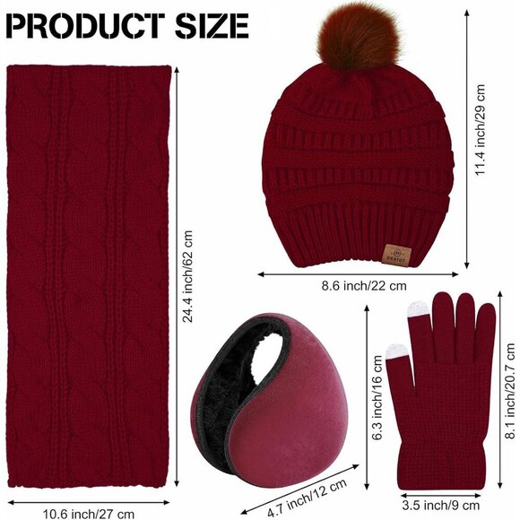 Winter 4-in-1 Set Knitted Scarf Beanie Gloves Earmuffs All-Season Warmth main image 6